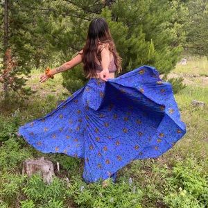 Adjustable pleated floral flowy skirt